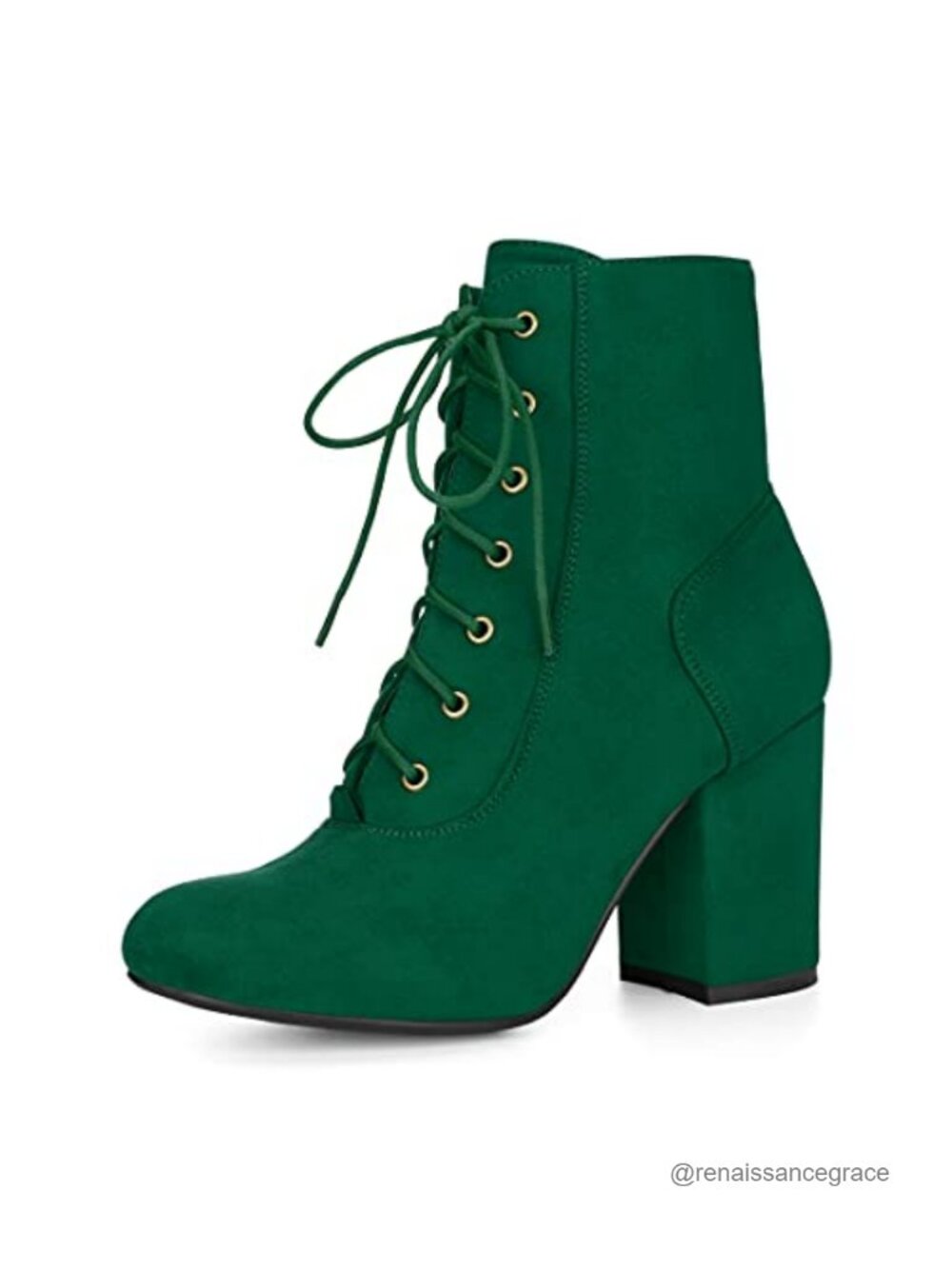 Lace Up Chunky Heel Faux Suede Ankle Booties
